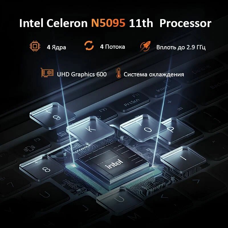 Ноутбук 15.6", Intel Celeron N5095 (2.0 ГГц), RAM 16 ГБ, SSD 256 ГБ, Intel UHD Graphics, Windows Pro, Серый, Русская раскладка Студенческая деловая игра ноутбук
