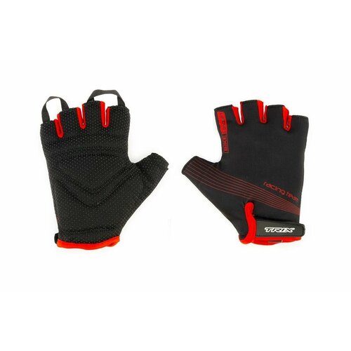 Велоперчатки MAN, короткие пальцы, гелевые вставки, дышащая лайкра/иск. замша, размер L (цвет черный/красный) перчатки trix размер l черный