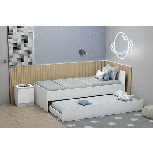 Односпальная кровать с выкатной частью 90х200 Кэт-1 арт015 Белый 10692₽