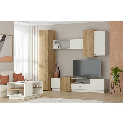 Комплект мебели для гостиной Квадро МС композиция 3 Миндаль Дуб Крафт золотой 37740₽