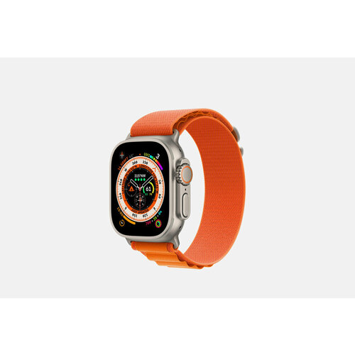смарт часы apple watch ultra 49mm titanium green alpine small Смарт-часы Apple, Watch Ultra 49mm Titanium Orange Alpine Loop размер ремешка L 1шт