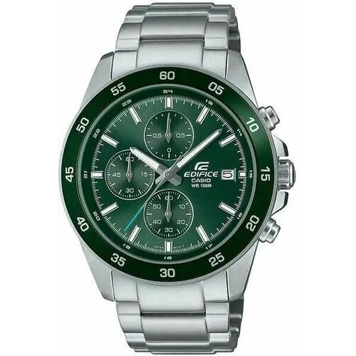 Наручные часы CASIO, зеленый, серебряный наручные часы casio мужские edifice efr 556db 2avuef кварцевые хронограф секундомер водонепроницаемые подсветка стрелок серебряный