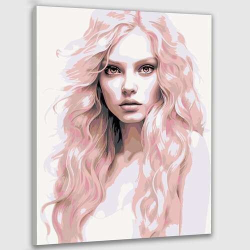 Картина по номерам 50х40 Портрет девушки в розовом портрет по фото девушка в розовом