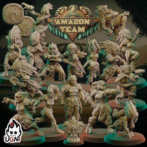 warhammer blood bowl imperial nobility team Набор миниатюр Warhammer Blood Bowl Amazon Team Aztec