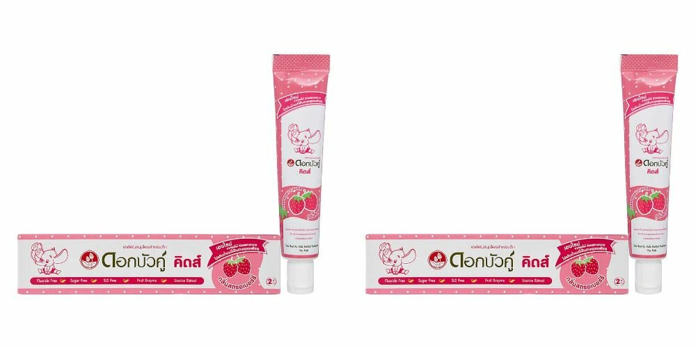Twin Lotus Зубная паста Dok Bua Ku Kids, Herbal Strawberry flavor, апельсин, 35 г, 2 уп