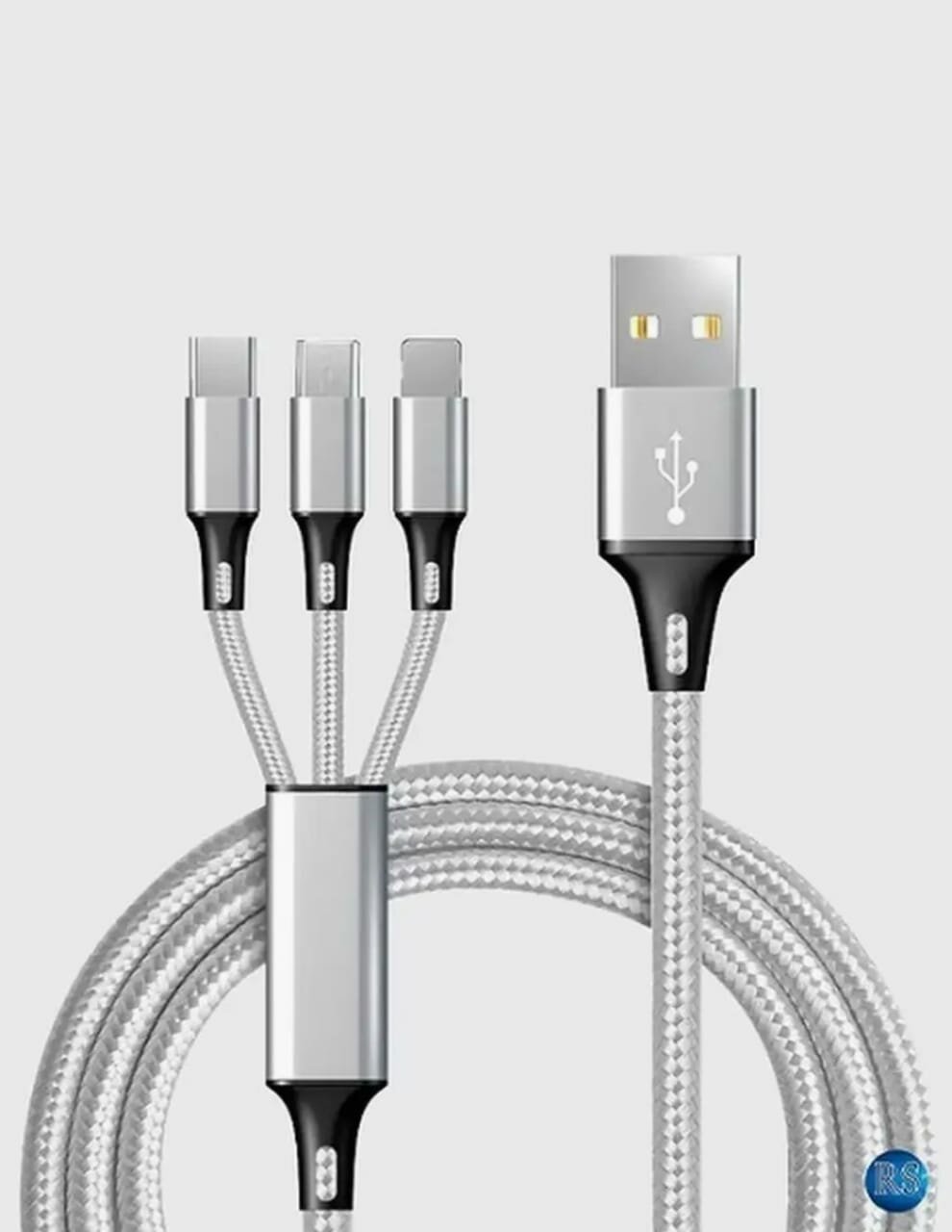 Универсальный кабель зарядки для телефона планшета 3 в1 2.8А USB: Type-c, Micro, Lightning 1.25м