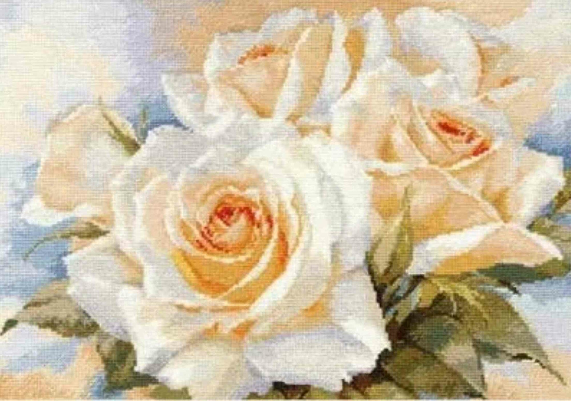 Набор для вышивания крестом алиса Белые розы, 40*27см,