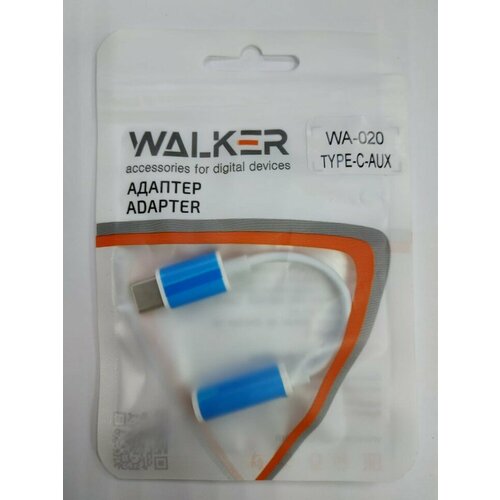 Кабель-переходник Walker WA-020 Type-C (папа) на AUX 3.5мм (мама) бело-голубой переходник aux type c