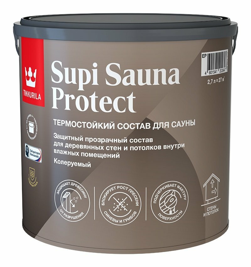 Состав для сауны Tikkurila SUPI SAUNA PROTECT EP полуматовый (2,7л)