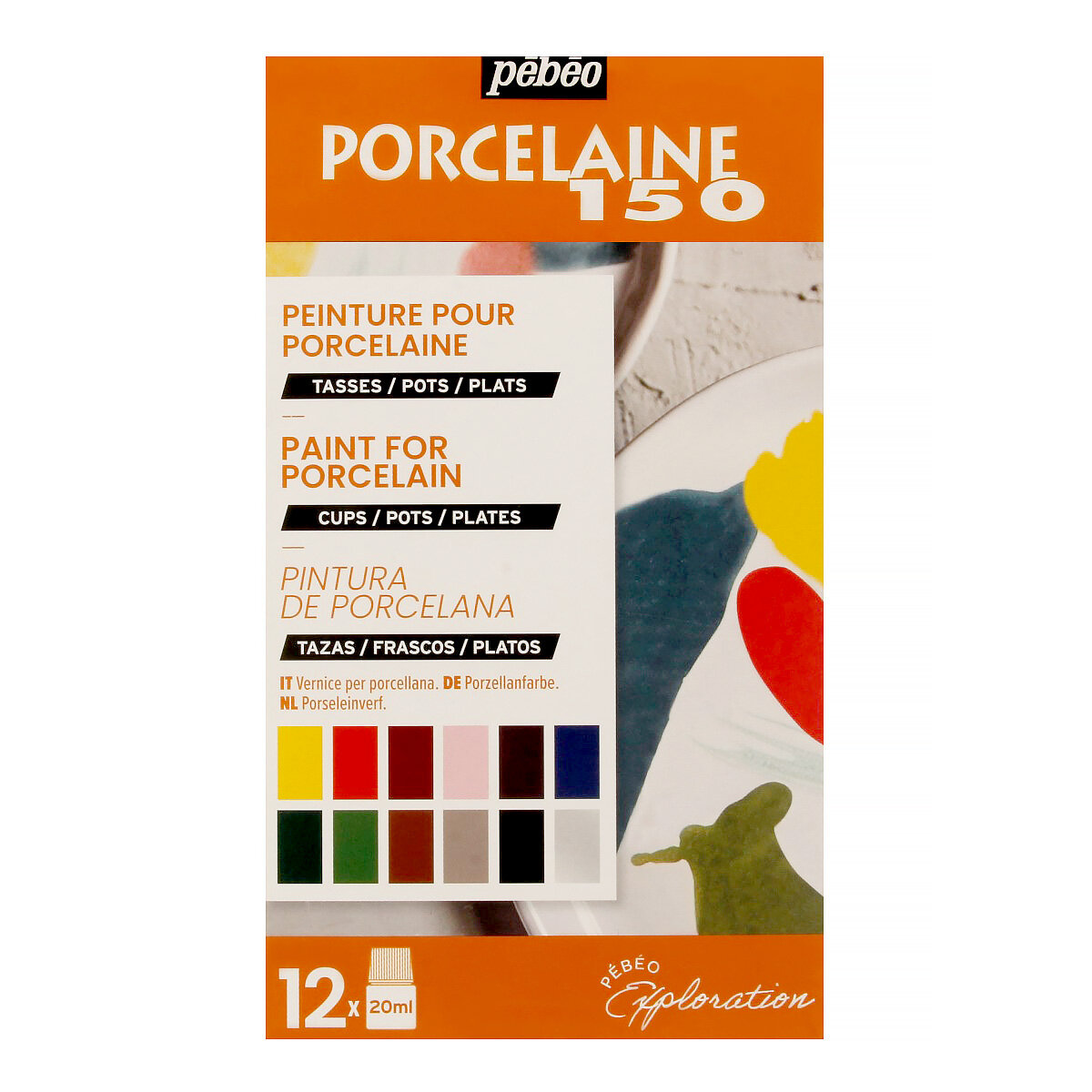 Набор красок Porcelaine 150 "Исследование" по фарфору и керамике под обжиг 12 цв. х 20 мл 757472 глянцевые №2, 1 шт. в заказе