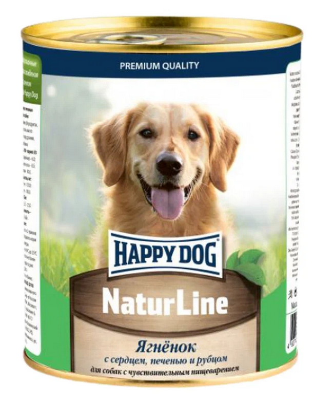 Корм для собак Happy Dog NaturLine, при чувствительном пищеварении, ягненок с сердцем, печенью и рубцом 970 г