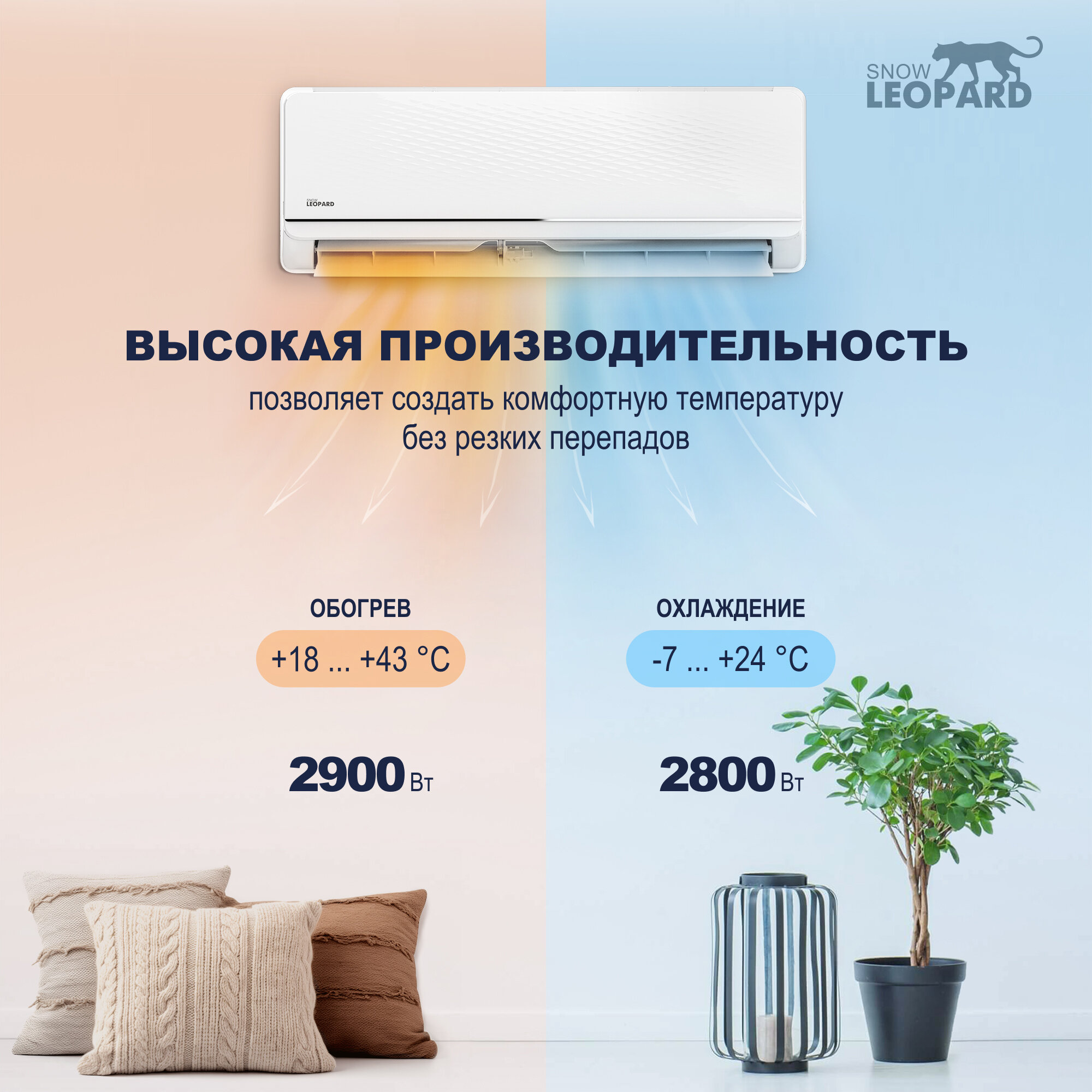 Кондиционер (сплит-система) SnowLeopard SL-77S09 /скрытый LED дисплей/ EER-3.26/ компрессор GMCC