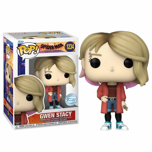 фигурка funko pop bobble marvel comics gwen stacy стикер ee фанко поп марвел человек паук гвен стейси Фигурка Funko Pop! Spider-Man: Gwen Stacy 1234 (Фанко Поп Гвен Стейси из мультфильма Человек-Паук: Паутина вселенных))