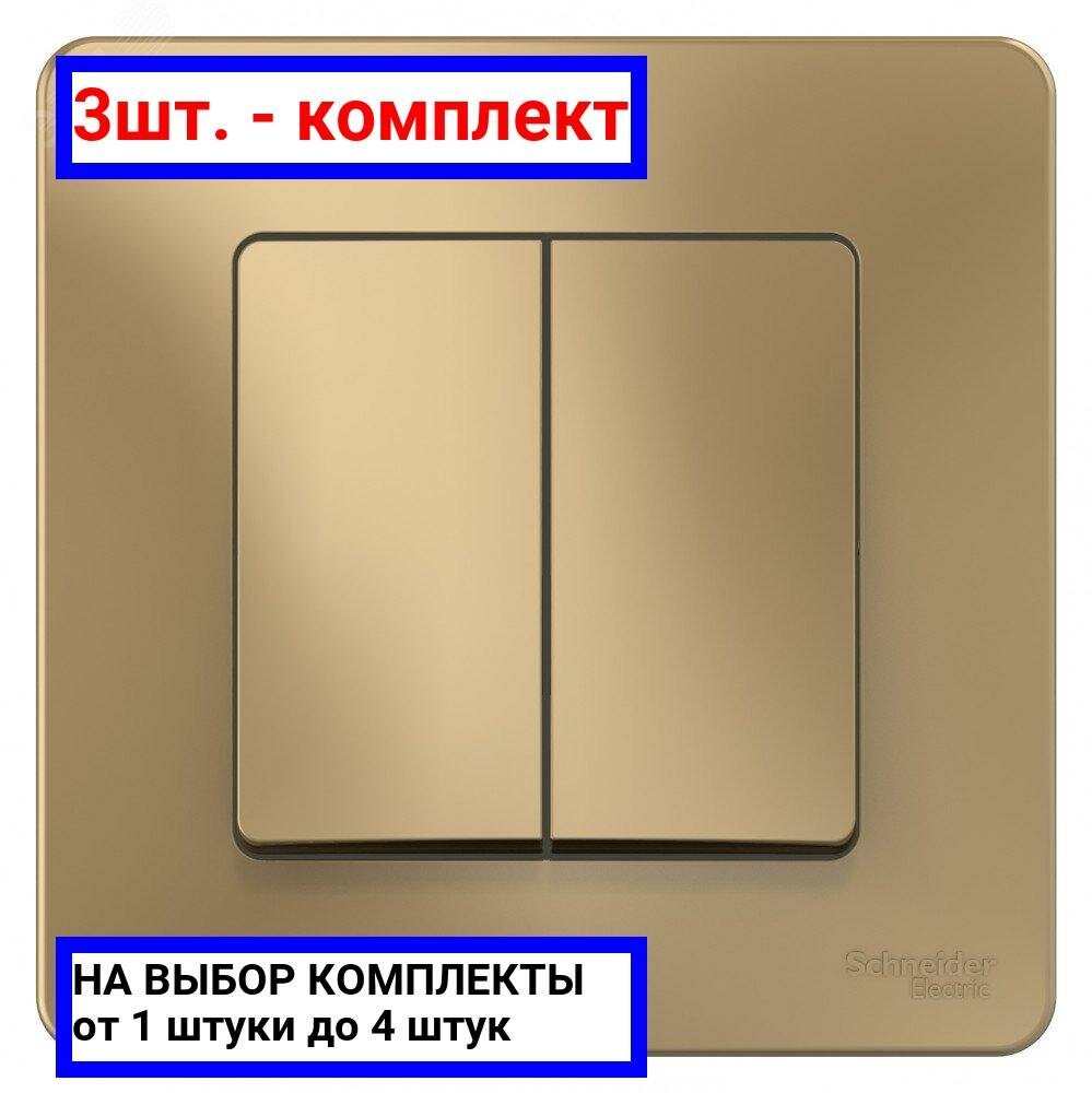 3шт. - BLANCA скрытой установки двухклавишный выключатель (cх.5), 10A, 250B, титан / Systeme Electric; арт. BLNVS010504; оригинал / - комплект 3шт