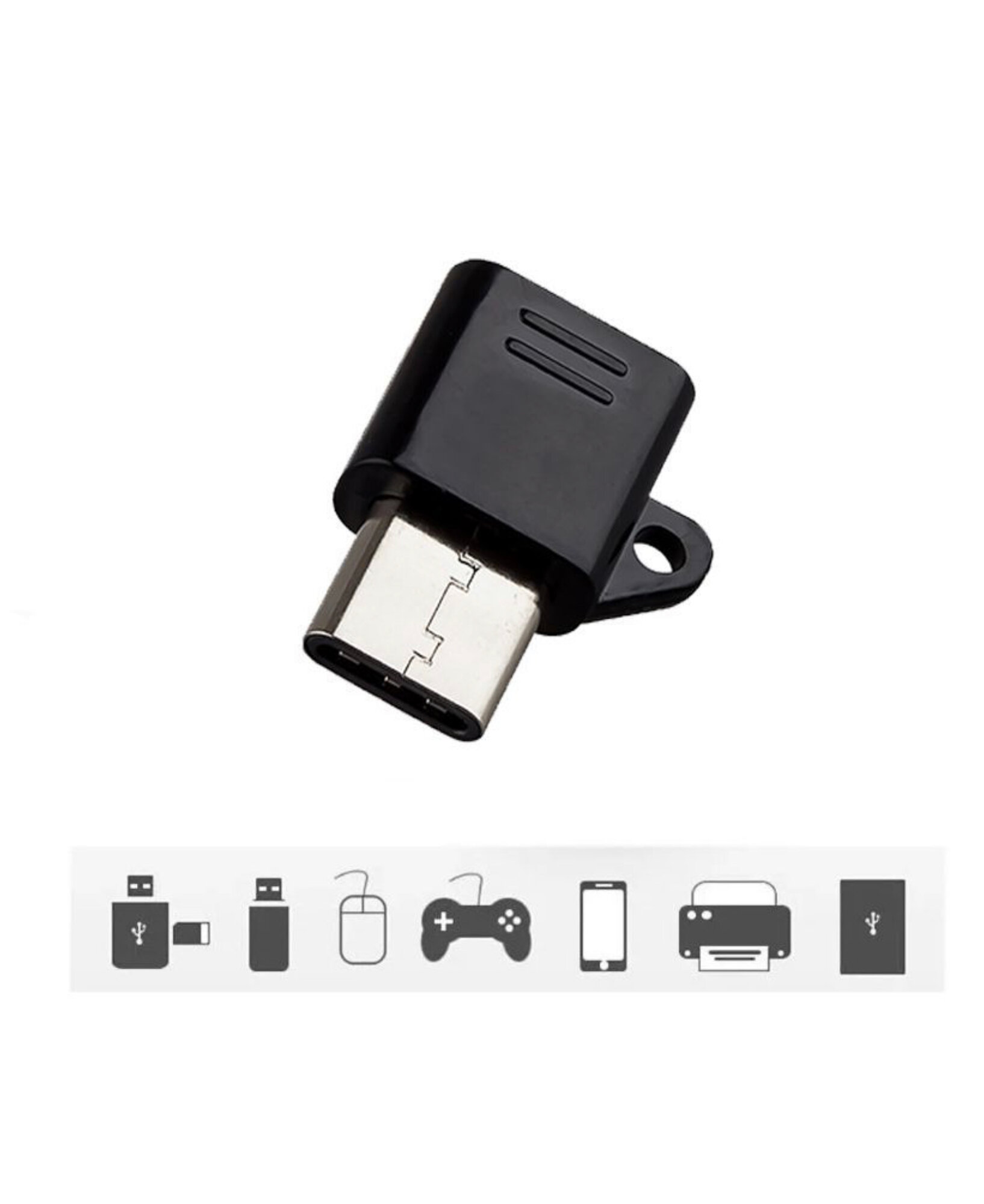 Переходник адаптер Micro USB на Type-C, черный — фото 1