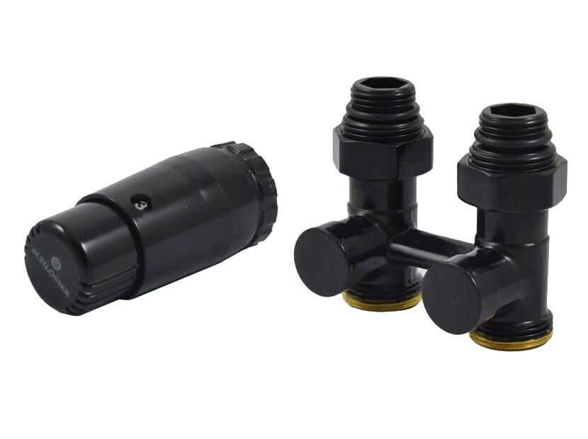 Комплект узла нижнего подкл прямой STANDARD 3/4" (Ral 9005) с термогол. М30х1,5, ниппеля 1/2"Х3/4"