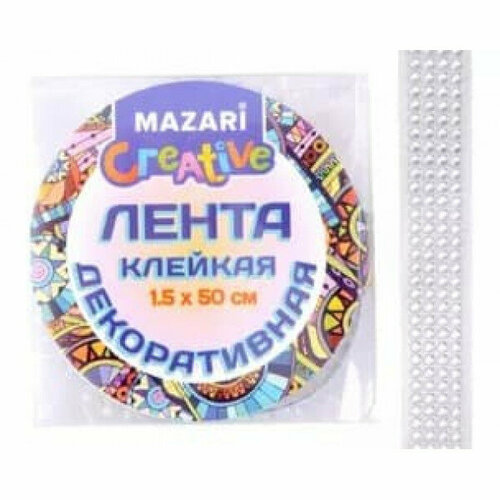 Лента клейкая декоративная со стразами размер 50 см х 15 см микс цветов ПВХ-упаковка M-1339 338₽
