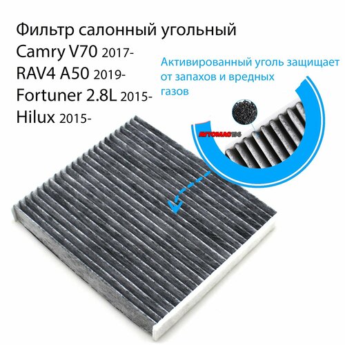 Фильтр салона угольный Camry V70/Камри 70; Rav4 A50/Рав4 А50; Fortuner; Hilux 2015- OEM: 87139YZZ34; 8713948050