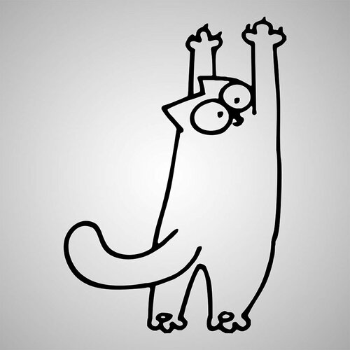Наклейка Кот тянется, черная