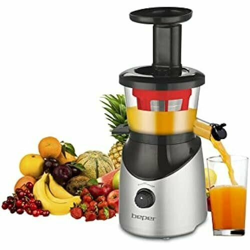 Вертикальная соковыжималка Beper 90421R - медленная соковыжималка металл нержавеющая стальчерный 3138300₽