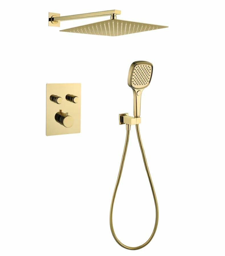 Душевая система скрытого монтажа с термостатом Grocenberg GB5040GO золото глянец