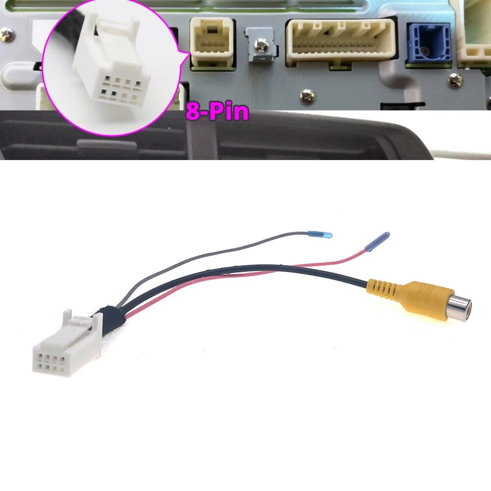 8-контактный переходник для камеры заднего вида с разъемом RCA, кабель переходника для Honda Fit 2019 GHAC 360, монитор для парковочной камеры заднего вида, A