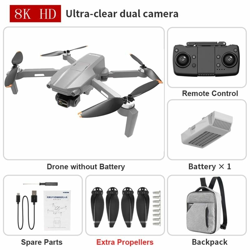 GPS 5G Drone 4K Профессиональная камера Wi-Fi Дроны 3-осевой складной RC Quadcopter Профессиональный бесщеточный двигатель