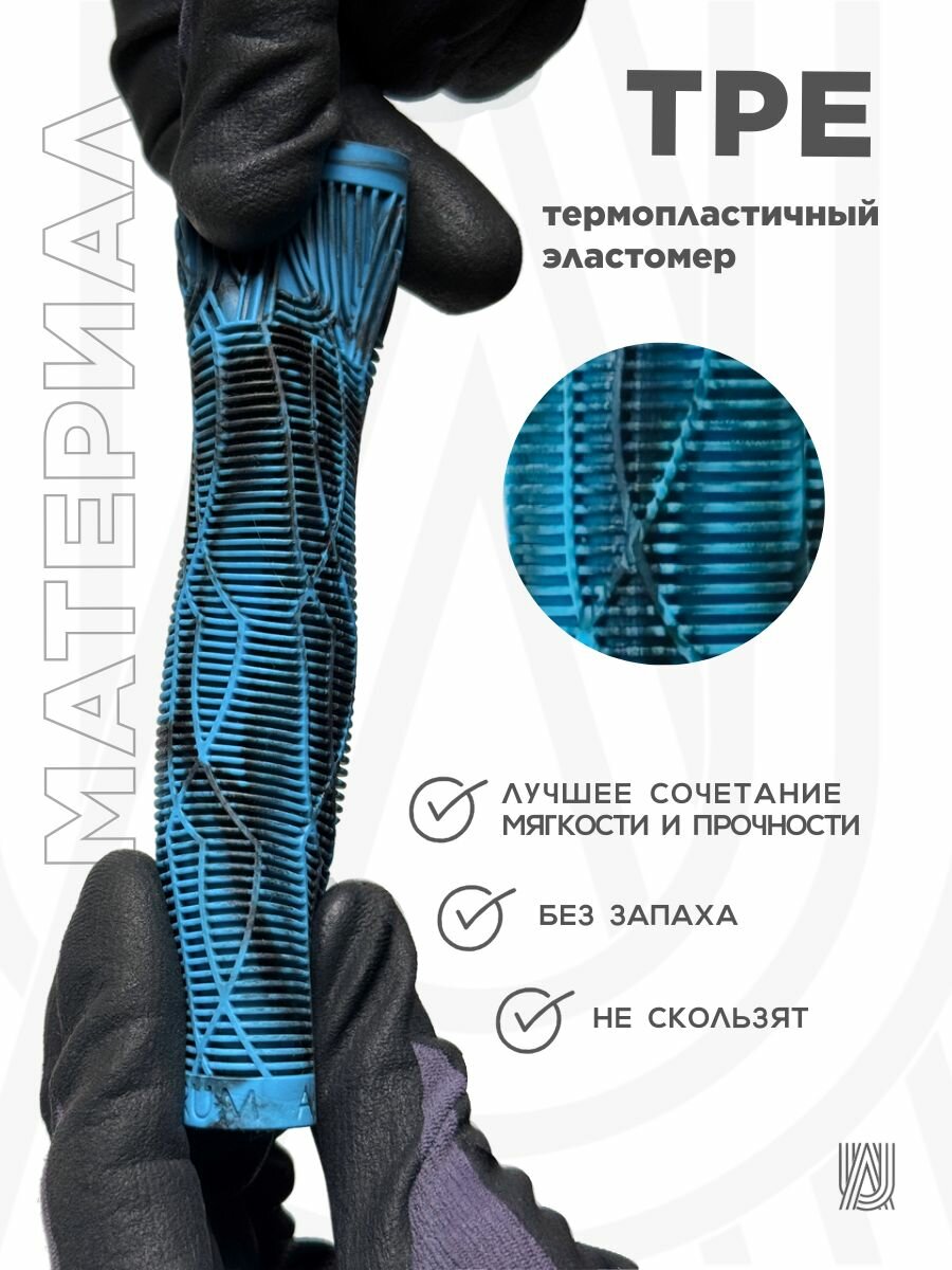 Грипсы для трюкового самоката велосипеда bmx AURUMix Classic 165 мм Бирюзовый/черный — фото 1