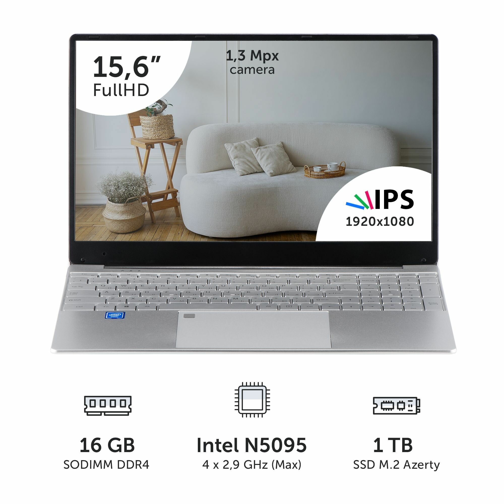 Ноутбук Azerty AZ-1509 (15.6" IPS 1920x1080, Intel N5095 4x2.0GHz, 16Gb DDR4, 1Tb SSD)