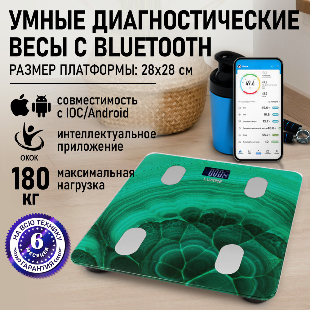 Весы напольные умные LUMME LU-1333 малахит
