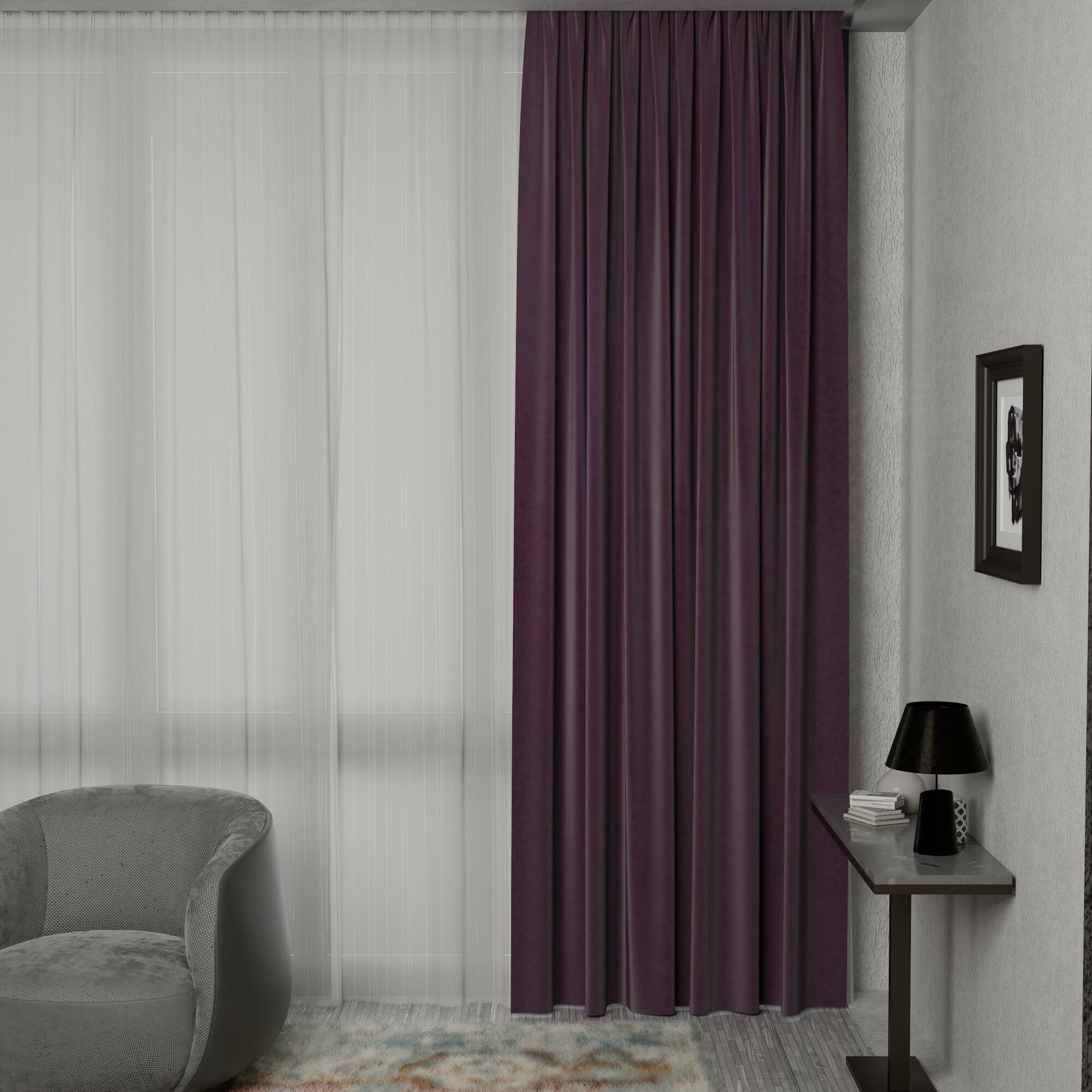 Штора на люверсах димаут 200x280 см цвет сиреневый