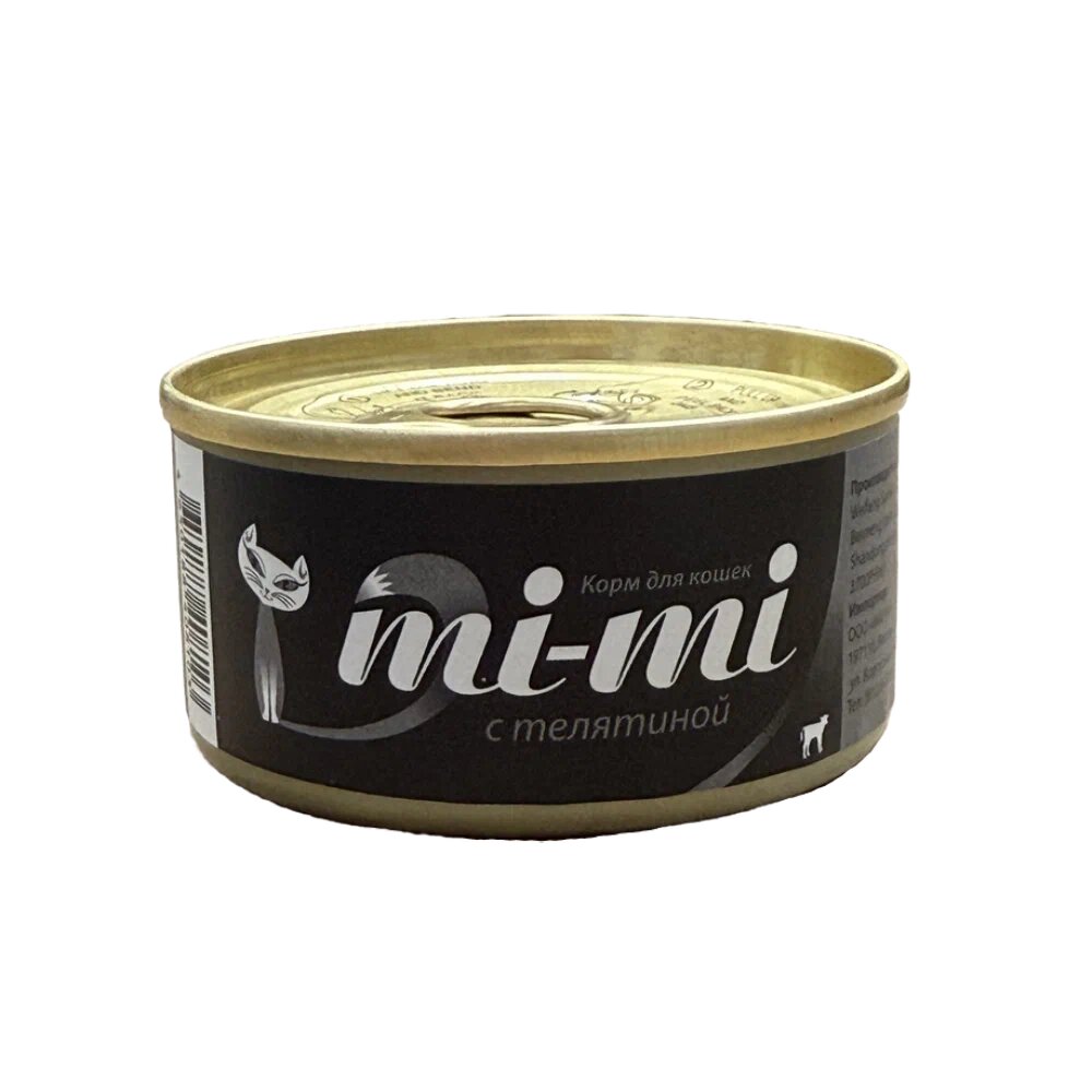 Влажный корм Mi-Mi для кошек и котят с телятиной, кусочки в желе, 80 гр