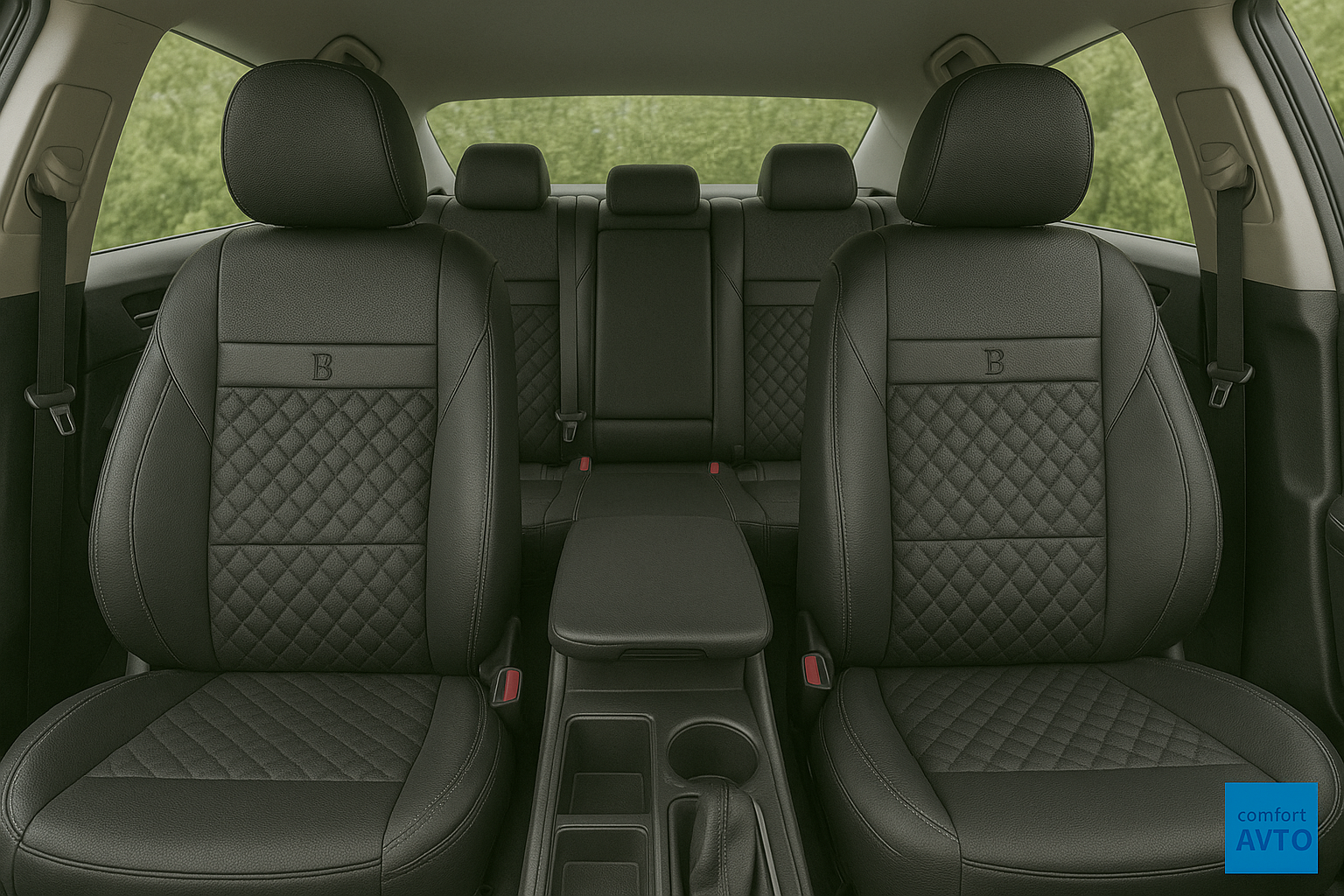 Чехлы на сиденья, экокожа, чёрный, для Chevrolet Cobalt/Lacetti/Spark — фото 1