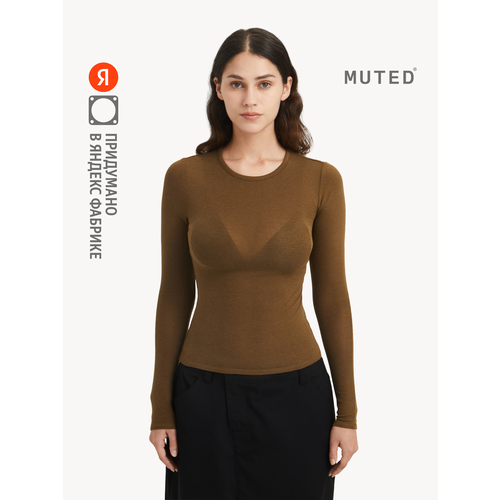 фото Лонгслив muted soft touch, размер xl, , коричневый