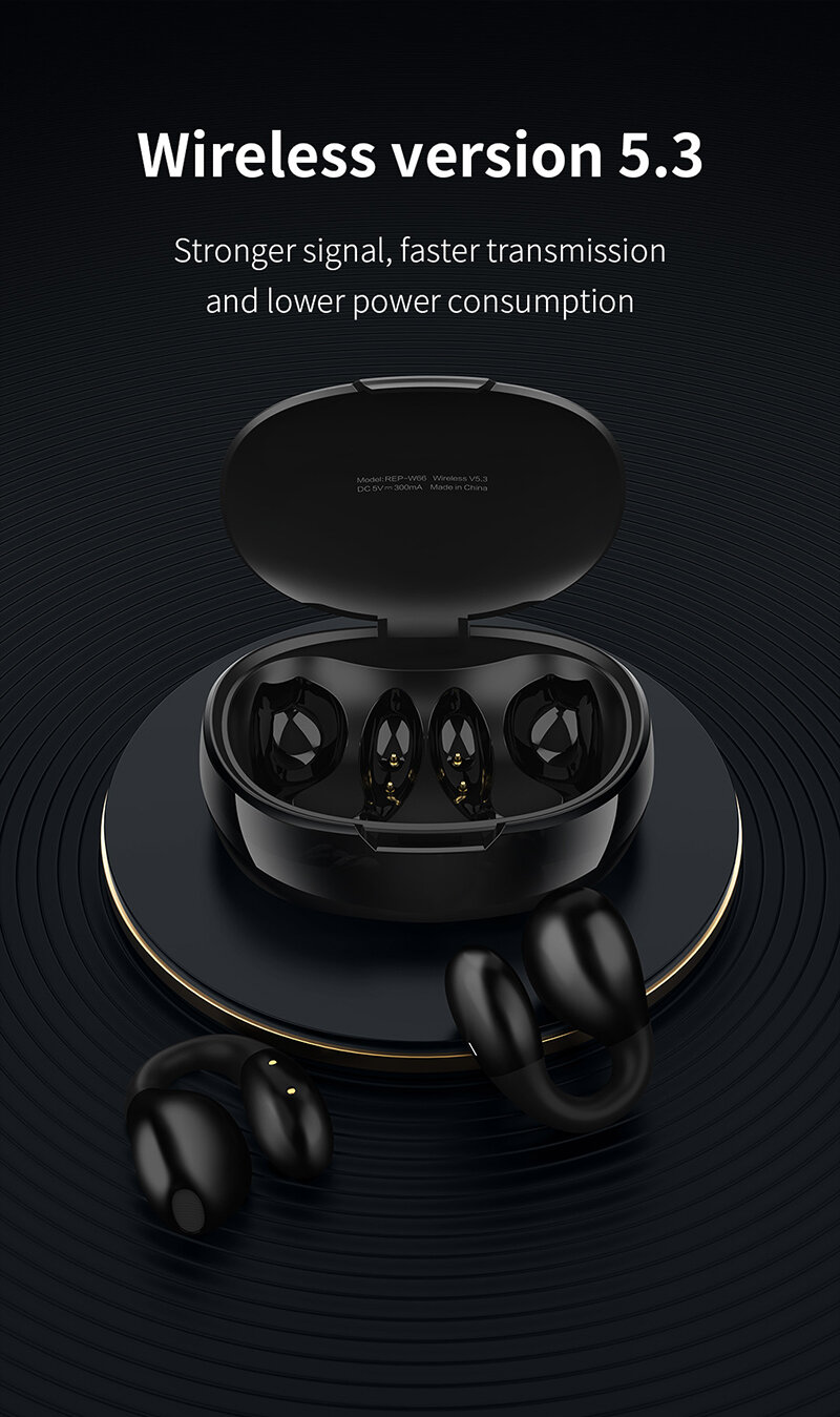 Наушники беспроводные Recci Dynamic Earbuds HiFi TWS, BT5.3, 200mAh/30mAh, Черный, REP-W66