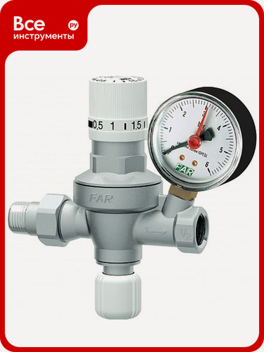Изображение товара Автоматический редуктор подпитки с визуализацией настраиваемого давления на выходе FAR манометр, 1 FA 2106 12, манометра