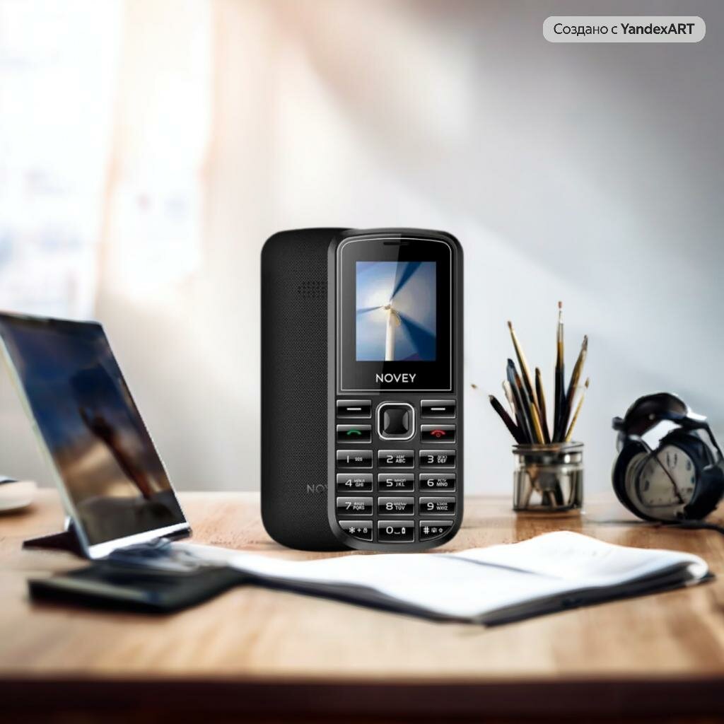 Мобильный телефон Novey 102, black, черный кнопочный телефон