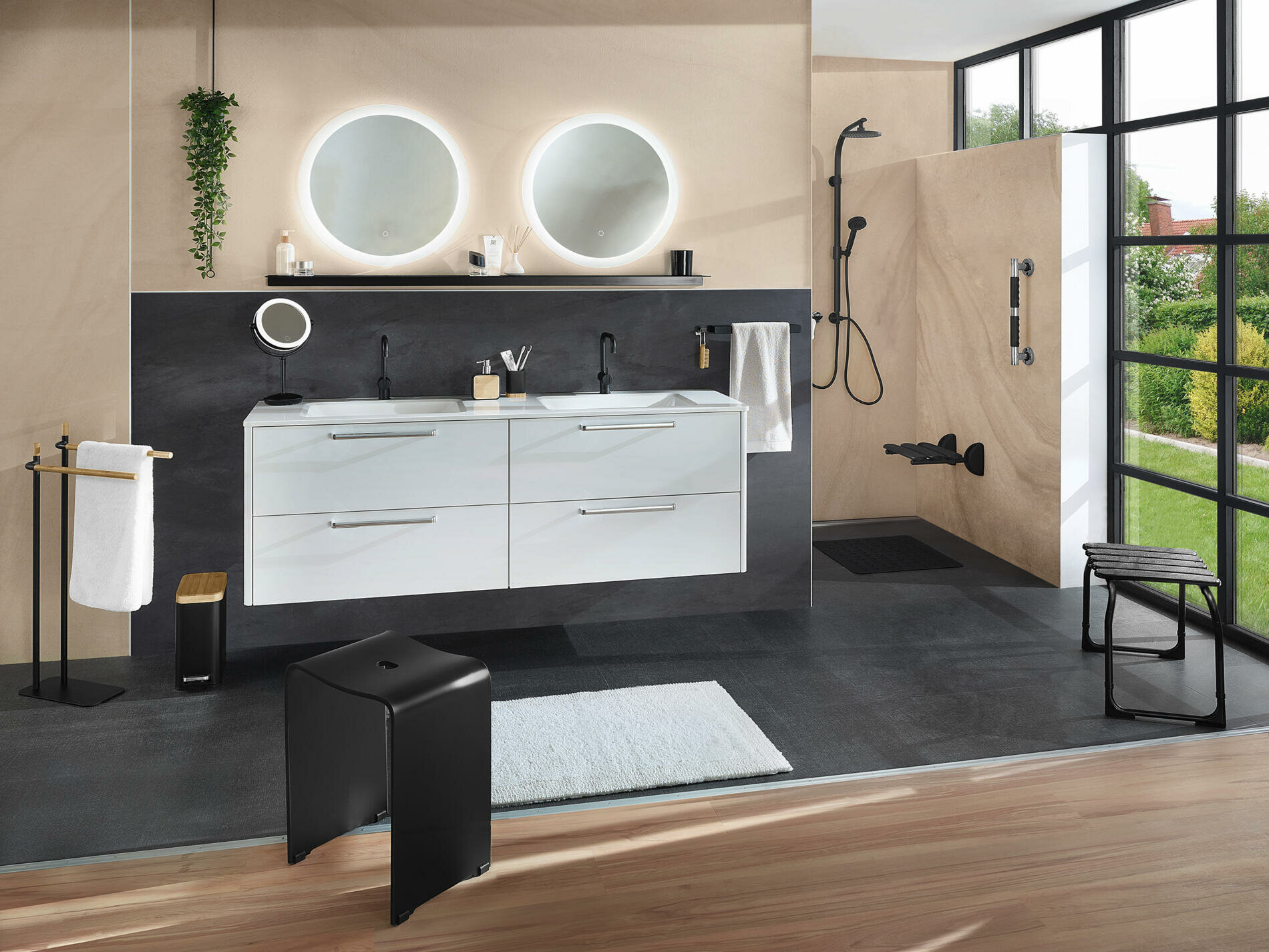 Табурет для ванной комнаты с регулируемой высотой RIDDER Pro чёрный - фото №2