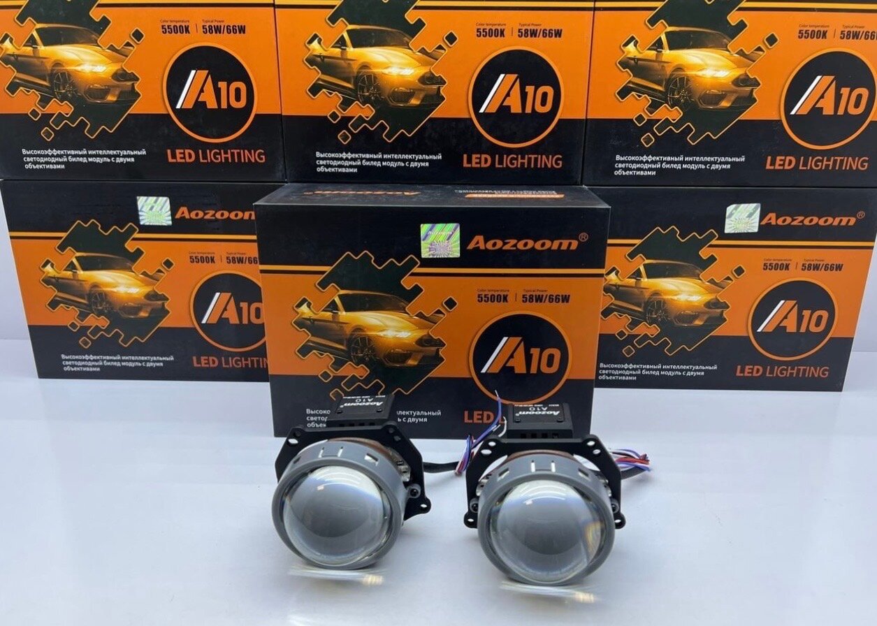 Светодиодные би лед линзы Aozoom A10 Unicorn комплект для фар автомобилей модуль bi led Аозум — фото 2