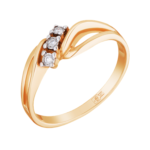 Кольцо Ювелир Карат, красное золото, 585 проба, бриллиант, размер 19 кольцо ювелир карат белое красное золото 585 проба размер 19
