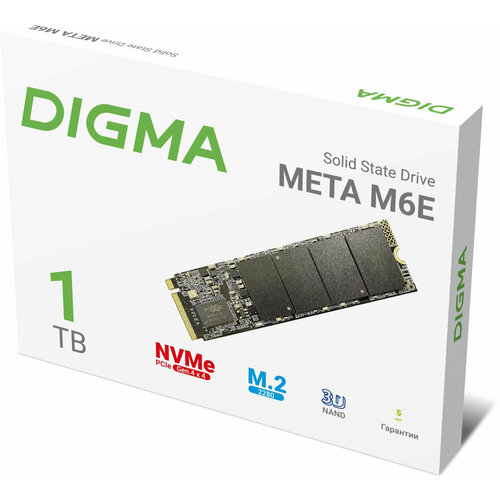 Накопитель SSD Digma PCIe 40 x4 1TB DGSM4001TM6ET Meta M6E M2 2280 1156500₽