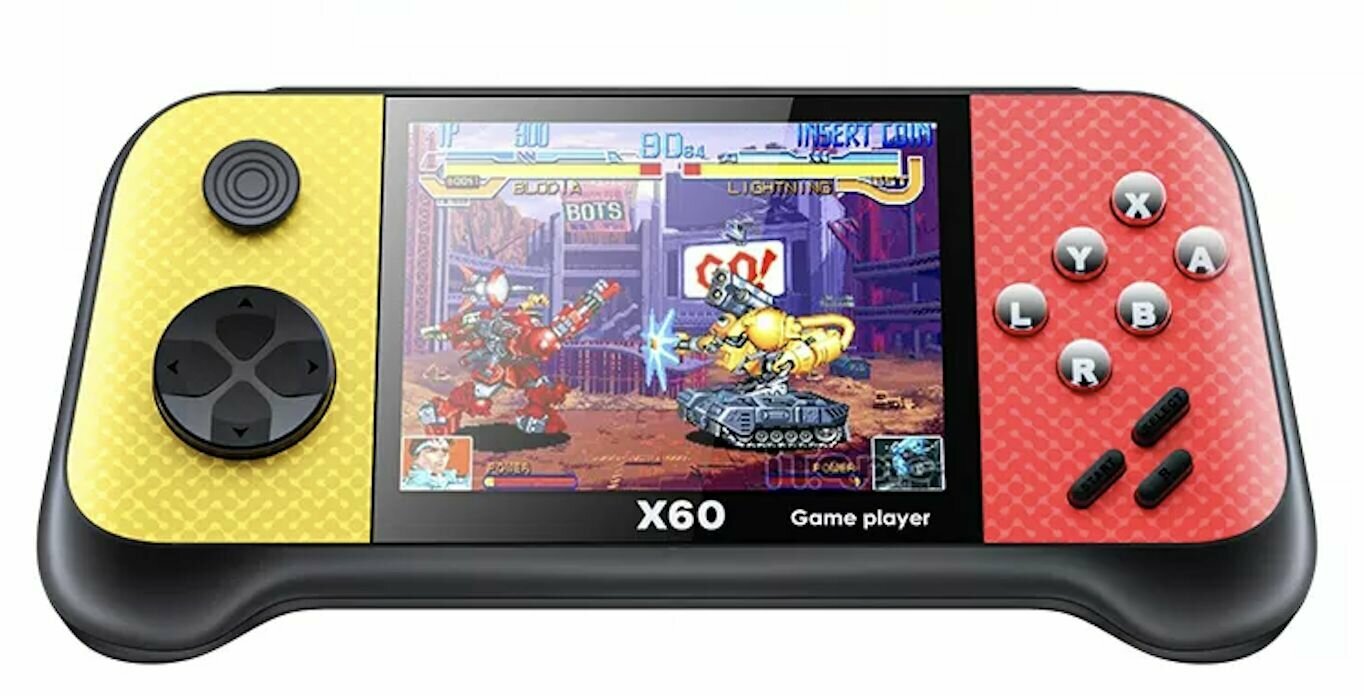 Игровая консоль X60, 4849 игр, 16 bit, без джойстика, красный, желтый