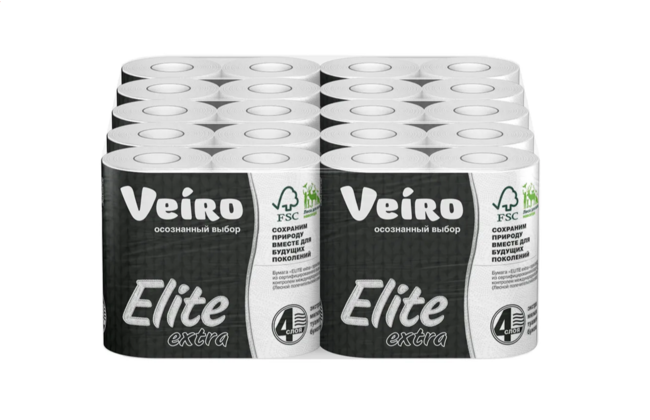 Veiro Elite Extra туалетная бумага 4-слойна, белая (40 рулонов), ,
