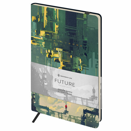 Записная книжка А5 80л Лайт кожзам Greenwich Line Future Parallel world с резинкой тиснение фольгой блок в линию 231₽