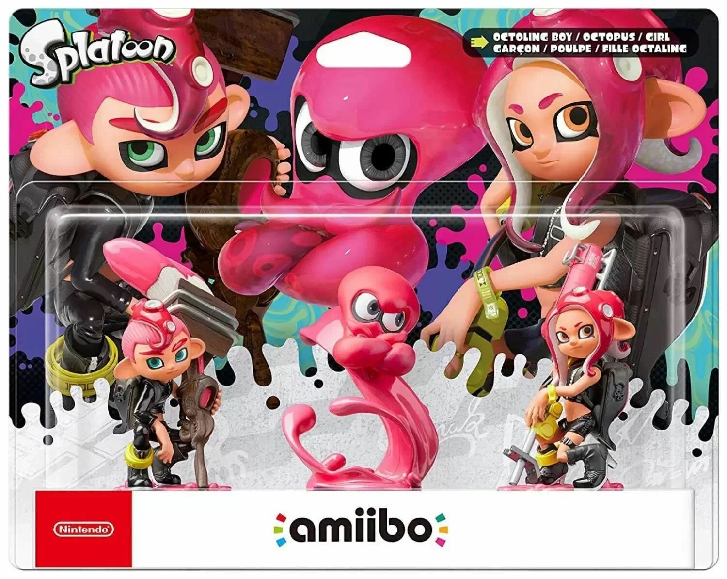 Фигурки Amiibo Splatoon - Octoling Boy, Octopus, Girl (Pink)