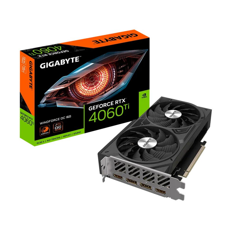 GigaByte Видеокарта Gigabyte PCI-E 40 GV-N406TWF2OC-16GD NVIDIA GeForce RTX 4060TI 16384Mb 128 GDDR6 2565/18000 HDMIx2 DPx2 HDCP Ret