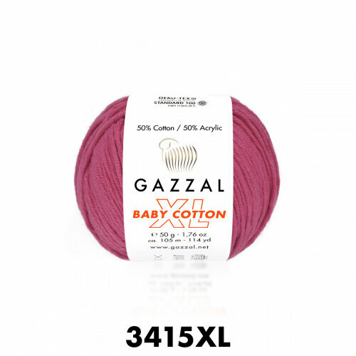 Пряжа Baby Cotton XL Gazzal (3415), 50 г, 105м, 50% хлопок, 50% акрил (2 шт.)