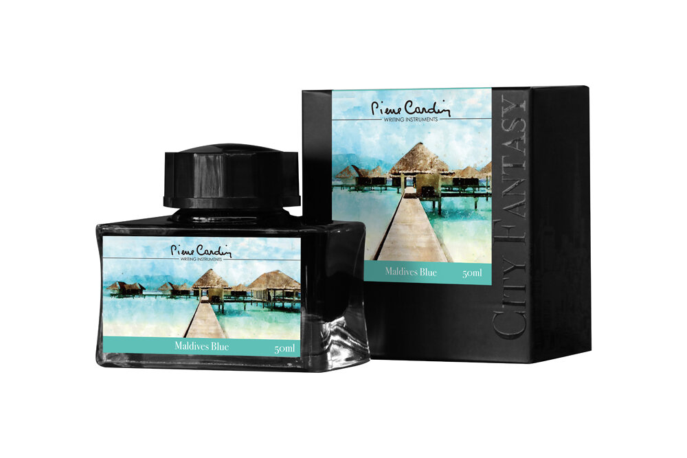 Флакон чернил Pierre Cardin 50мл, серия CITY FANTASY цвет Maldives Blue (Голубые Мальдивы)