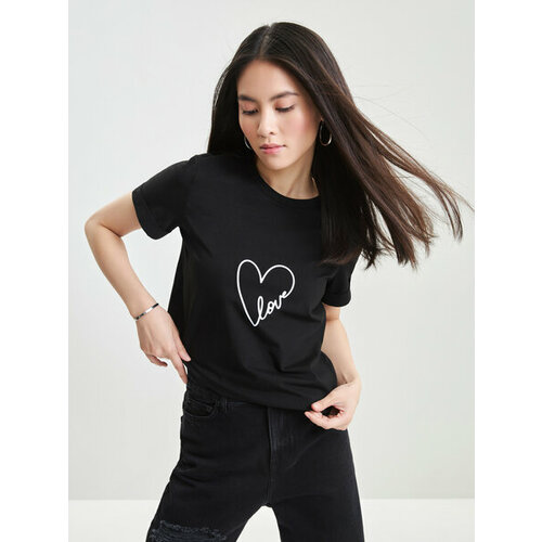 фото Футболка zarina, размер xl (ru 50)/170, черный