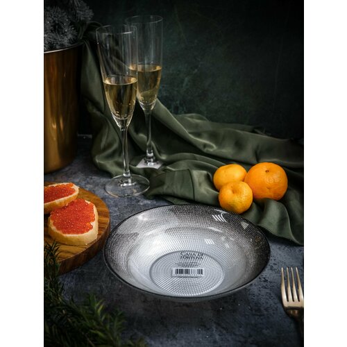 Салатник Casa Di Fortuna Shinning, 450 мл, жемчужно-белый /мерцающе-черный, стекло